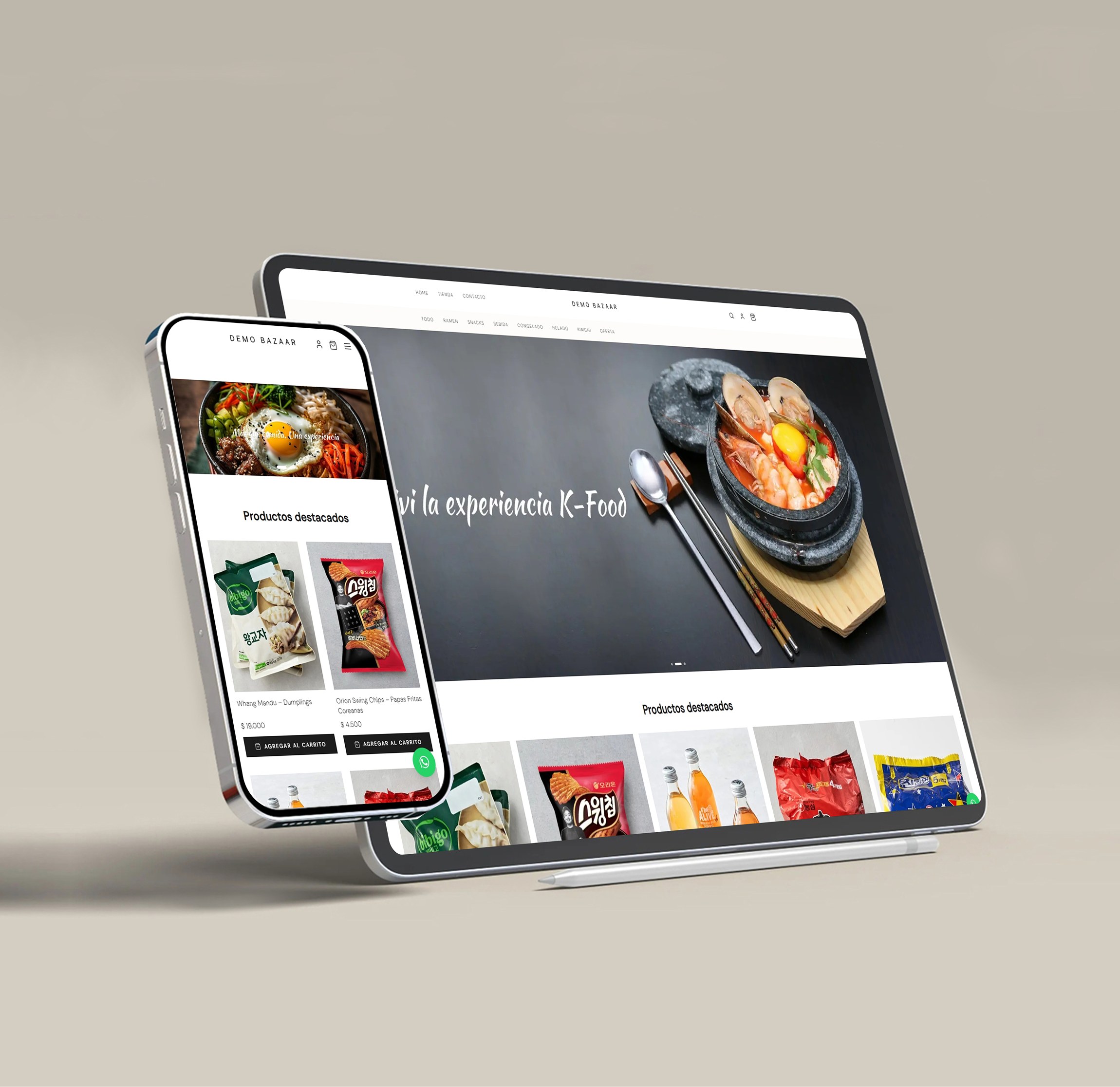 Demo tienda Bazaar - tablet y celular